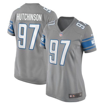 Women's Detroit Lions Aidan Hutchinson Silver Game Jersey