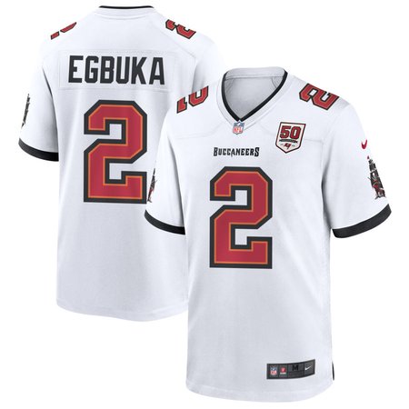 Youth Tampa Bay Buccaneers #2 Emeka Egbuka Nike White 50th Anniversary Game Jersey