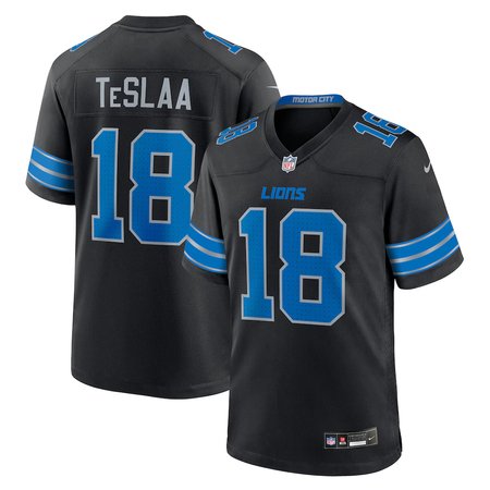 Men's Detroit Lions #18 Isaac TeSlaa Black Game Player Jersey
