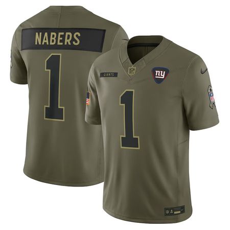 Youth New York Giants #1 Malik Nabers Olive 2025 Salute to Service Limited Jersey