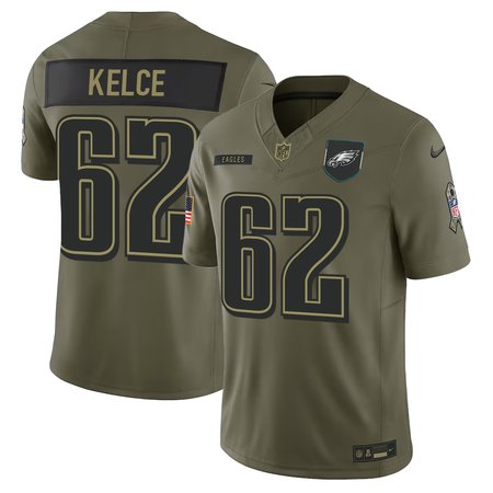 Youth's Philadelphia Eagles #62 Jason Kelce Nike Olive 2025 Salute to Service Retired Limited Jersey