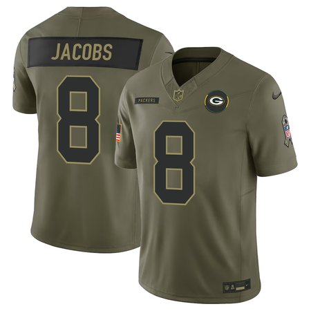 Men's Green Bay Packers #8 Josh Jacobs Olive 2025 Salute to Service Retired Limited Jersey