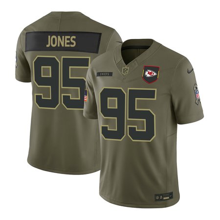 Men's Kansas City Chiefs #95 Chris Jones Olive 2025 Salute to Service Retired Limited Jersey