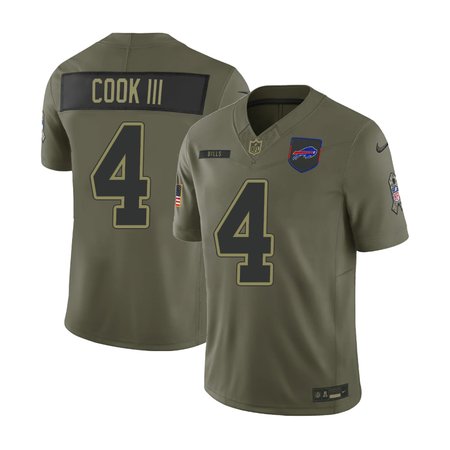 Men's Buffalo Bills #4 James Cook Olive 2025 Salute to Service Retired Limited Jersey