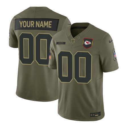 Youth's Kansas City Chiefs Custom Olive 2025 Salute to Service Retired Limited Jersey