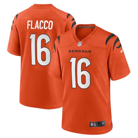 Men's Cincinnati Bengals #16 Joe Flacco Orange Team Game Jersey