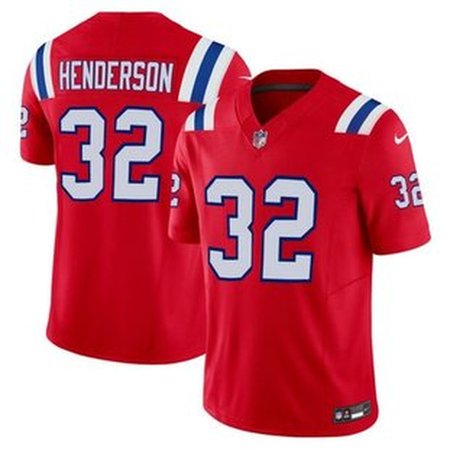Men's New England Patriots #32 TreVeyon Henderson Nike Red 2025 NFL Draft F.U.S.E. Vapor Limited Jersey
