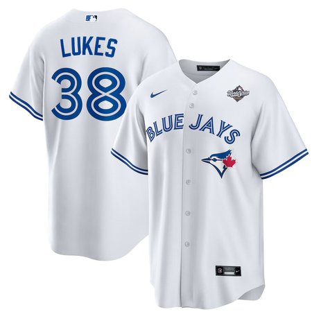 Youth Toronto Blue Jays #38 Nathan Lukes 2025 World Series White Home Replica Jersey