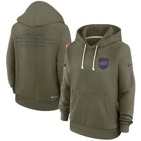 Women's Buffalo Bills Olive 2025 Salute to Service Sideline Standard Issue Dri-FIT Hoodie(Run Small)