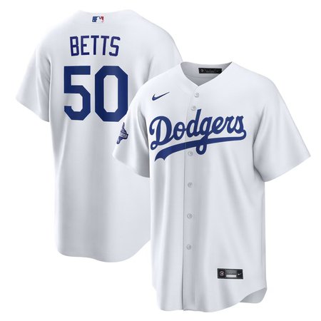 Youth Los Angeles Dodgers #50 Mookie Betts Nike White 2025 World Series Champions Home Replica Jersey