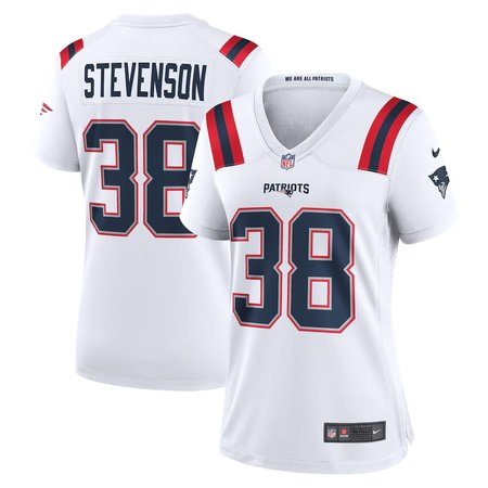 Women's New England Patriots #38 Rhamondre Stevenson White Game Player Jersey