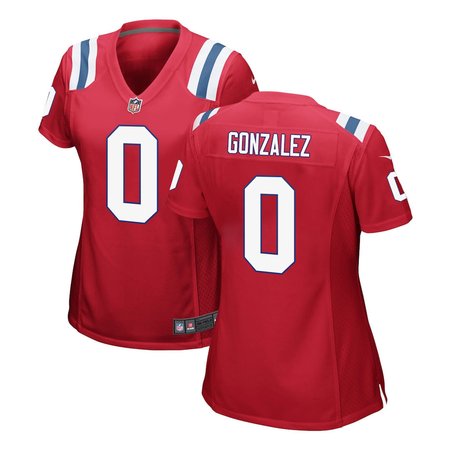 Women's New England Patriots #0 Christian Gonzalez Red Game Jersey