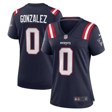 Women's New England Patriots #0 Christian Gonzalez Navy Game Jersey