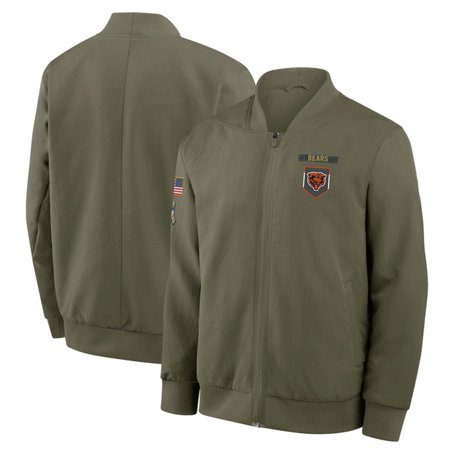 Men's Cincinnati Bengals Olive 2025 Salute to Service Sideline Full-Zip Bomber Jacket