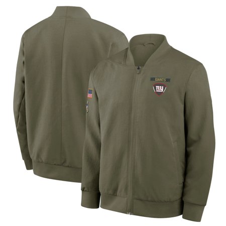 Men's New York Giants Olive 2025 Salute to Service Sideline Full-Zip Bomber Jacket