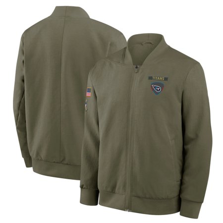 Men's Tennessee Titans Nike Olive 2025 Salute to Service Sideline Full-Zip Bomber Jacket