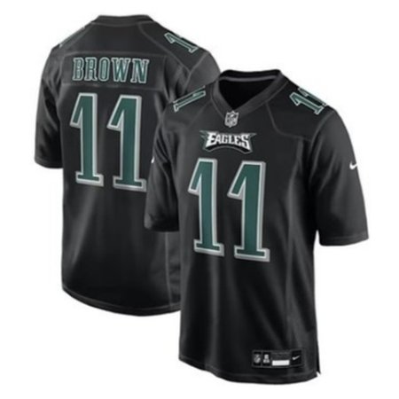 Youth Philadelphia Eagles #11 A.J. Brown Carbon Black Fashion Game Jersey