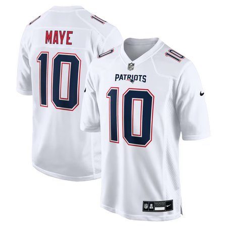 Youth New England Patriots #10 Drake Maye Tundra White Game Jersey