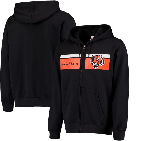 Men's Cincinnati Bengals Black Touchback Full-Zip NFL Hoodie
