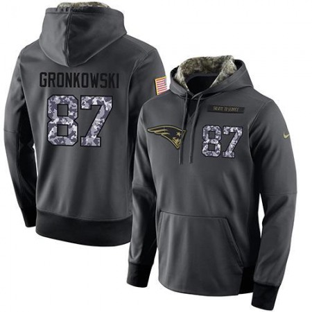 NFL Men's New England Patriots #87 Rob Gronkowski Stitched Black Anthracite Salute to Service Player Performance Hoodie