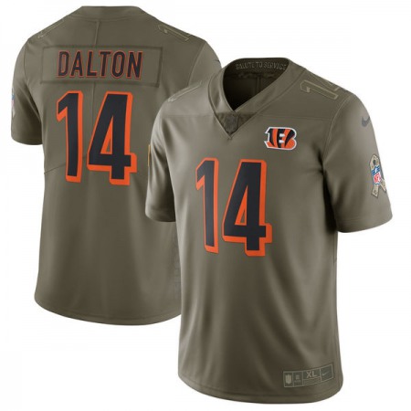 Men's Cincinnati Bengals #14 Andy Dalton Olive Salute To Service Limited Stitched NFL Jersey