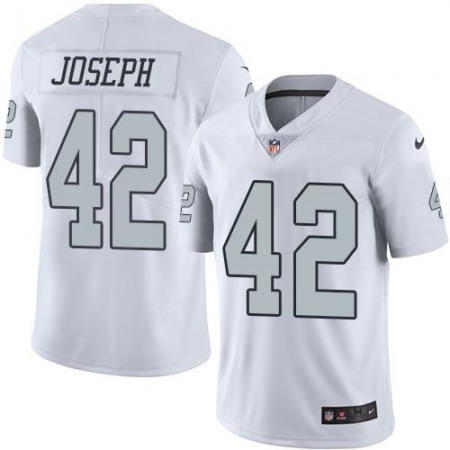 Raiders #42 Karl Joseph White Men's Stitched NFL Limited Rush Jersey