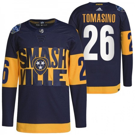 Men's Nashville Predators #26 Philip Tomasino 2022 Navy Stadium Series Player Stitched Jersey