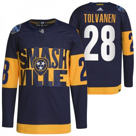 Men's Nashville Predators #28 Eeli Tolvanen 2022 Navy Stadium Series Player Stitched Jersey
