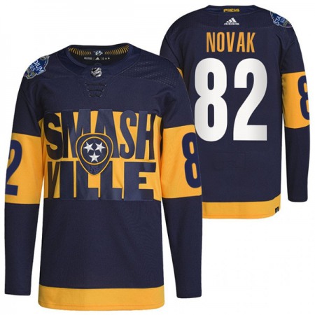Men's Nashville Predators #82 Tommy Novak 2022 Navy Stadium Series Player Stitched Jersey